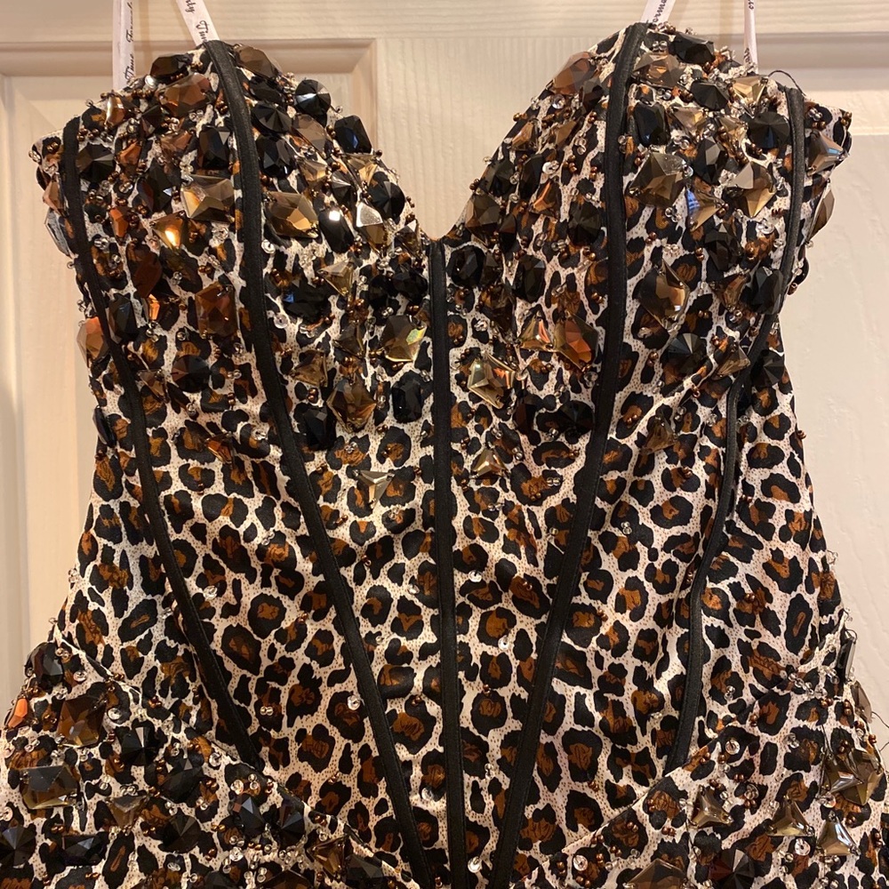 Strapless Cheetah Party Dress